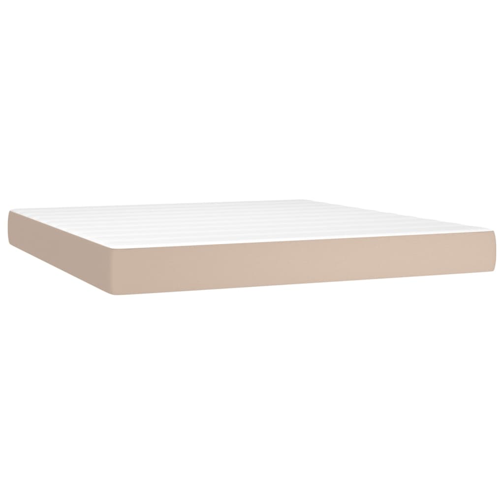 Pat box spring cu saltea, cappuccino, 180x200cm piele ecologică GartenMobel Dekor