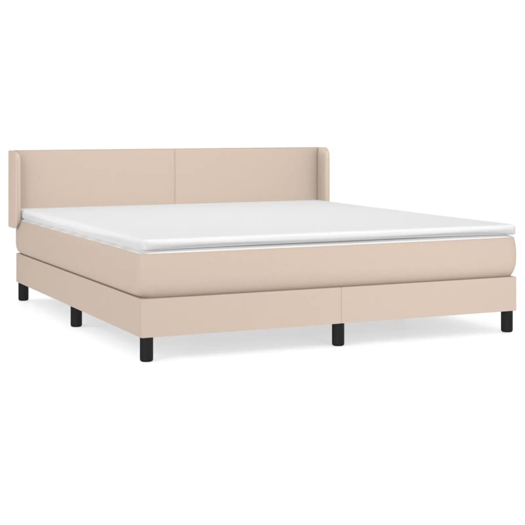 Pat box spring cu saltea, cappuccino, 180x200cm piele ecologică GartenMobel Dekor