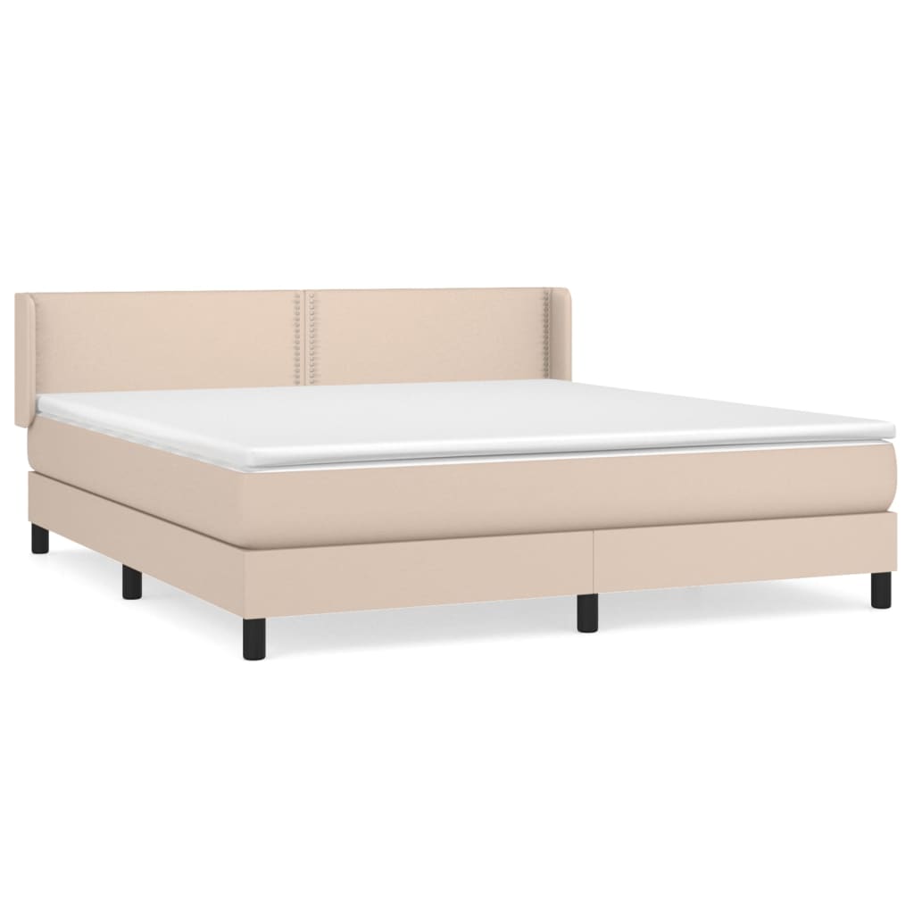 Pat box spring cu saltea, cappuccino, 180x200cm piele ecologică GartenMobel Dekor