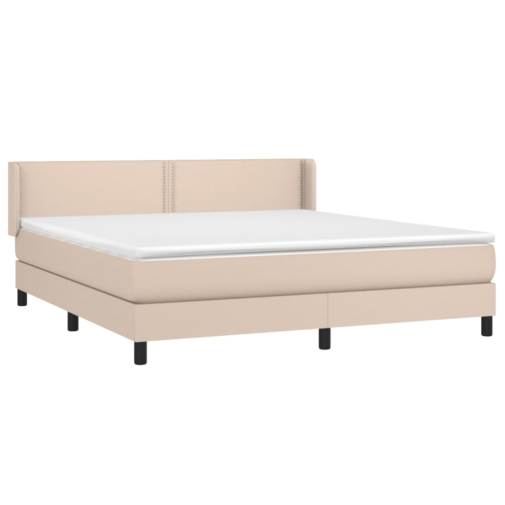 Pat box spring cu saltea, cappuccino, 180x200cm piele ecologică GartenMobel Dekor