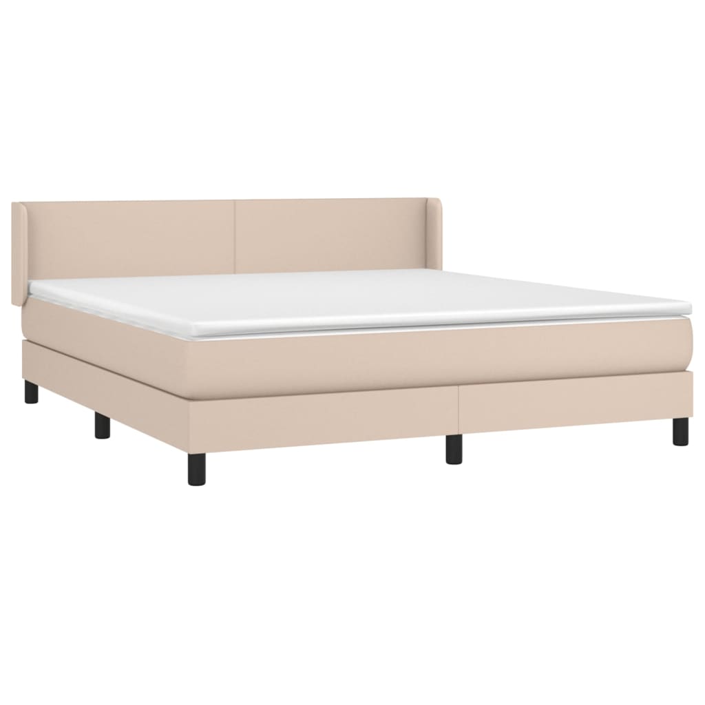 Pat box spring cu saltea, cappuccino, 180x200cm piele ecologică GartenMobel Dekor