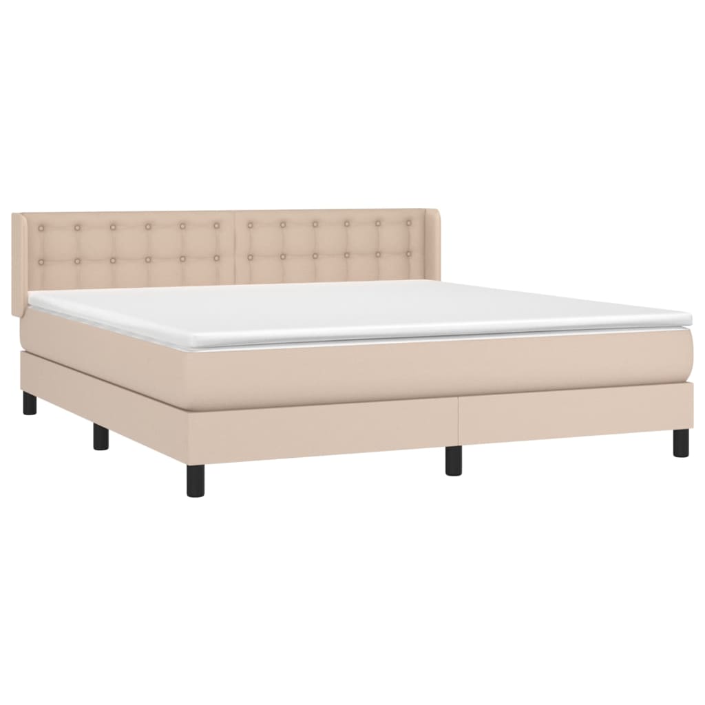 Pat box spring cu saltea, cappuccino, 180x200cm piele ecologică GartenMobel Dekor