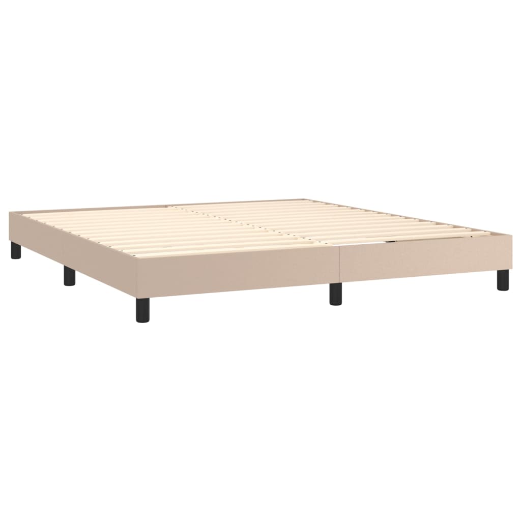 Pat box spring cu saltea, cappuccino, 180x200cm piele ecologică GartenMobel Dekor
