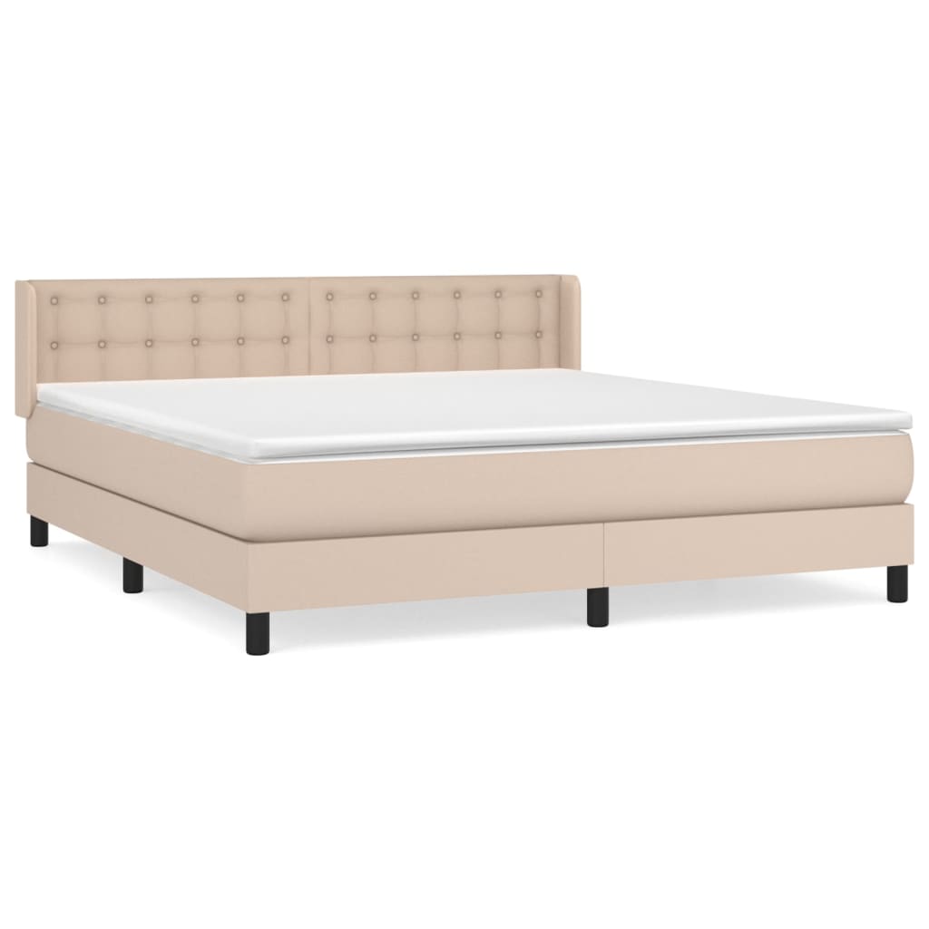Pat box spring cu saltea, cappuccino, 180x200cm piele ecologică GartenMobel Dekor