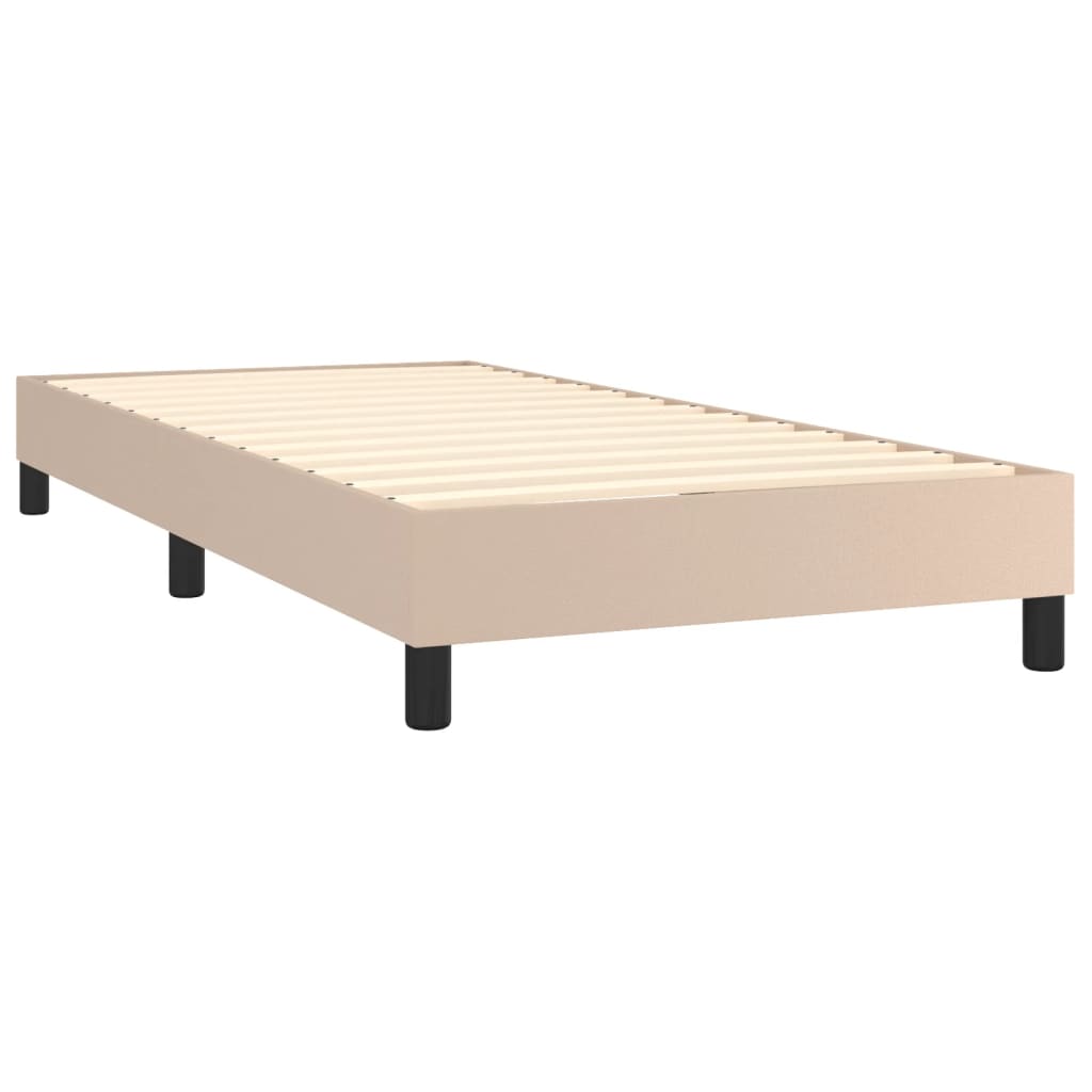 Pat box spring cu saltea, cappuccino, 80x200 cm piele ecologică GartenMobel Dekor