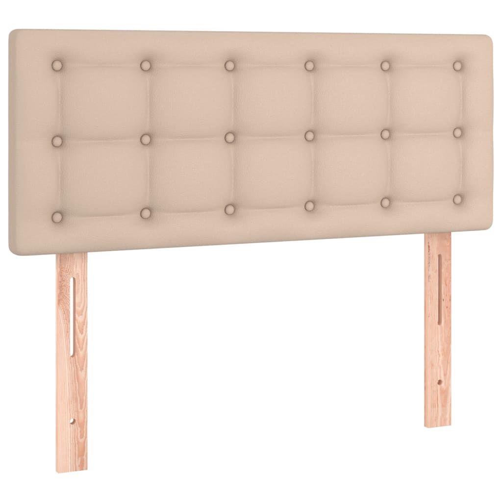 Pat box spring cu saltea, cappuccino, 80x200 cm piele ecologică GartenMobel Dekor