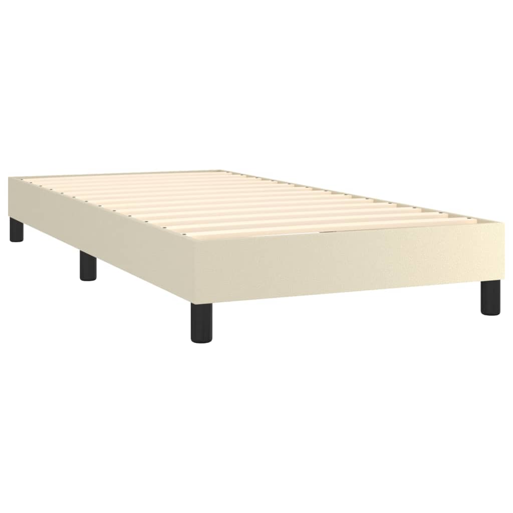 Pat box spring cu saltea, crem, 100x200 cm, piele ecologică GartenMobel Dekor