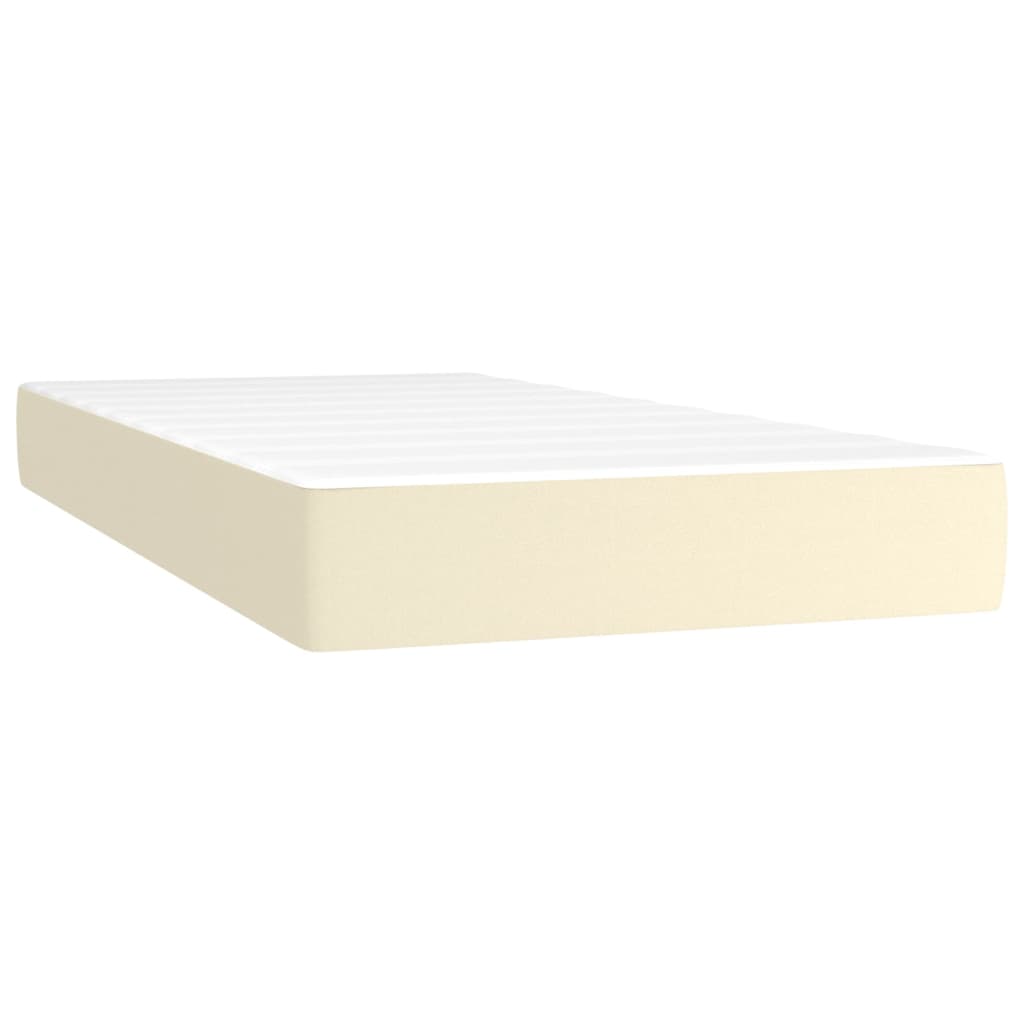 Pat box spring cu saltea, crem, 100x200 cm, piele ecologică GartenMobel Dekor
