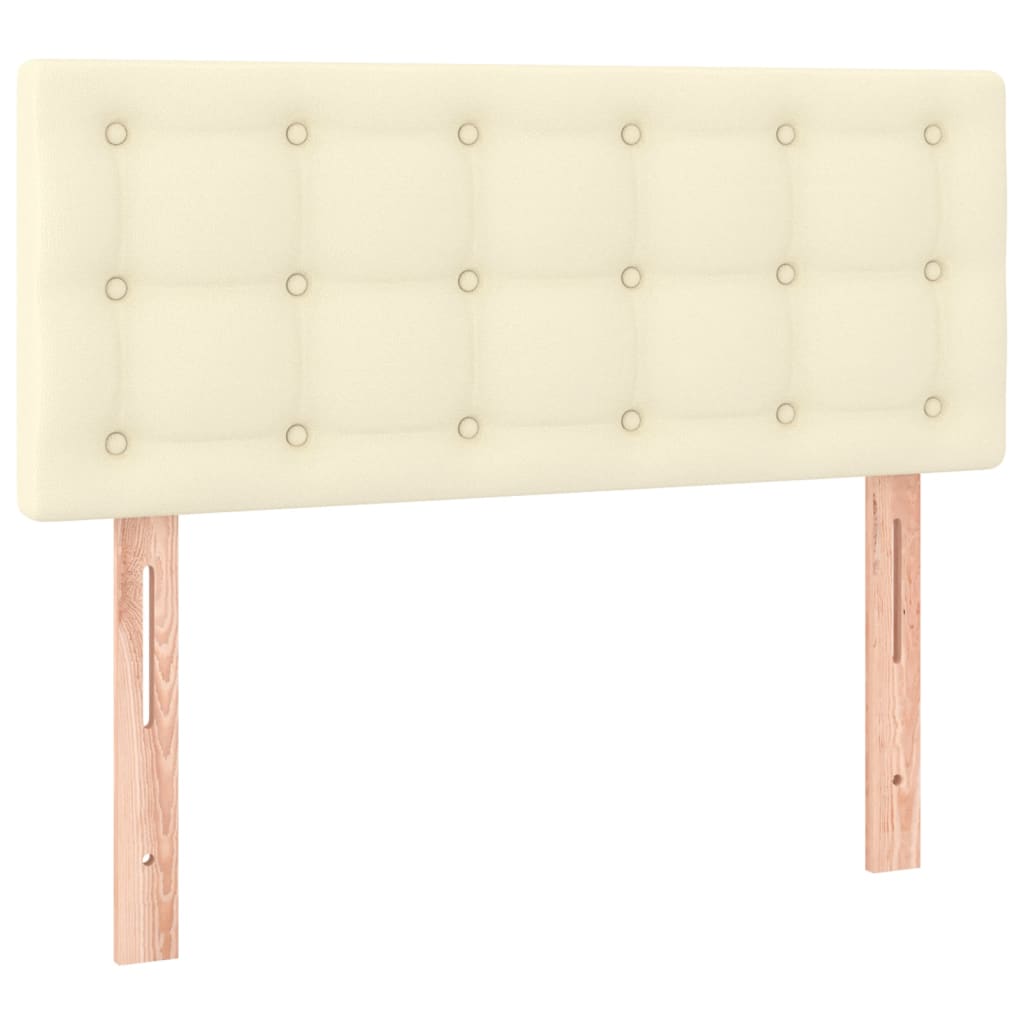 Pat box spring cu saltea, crem, 100x200 cm, piele ecologică GartenMobel Dekor