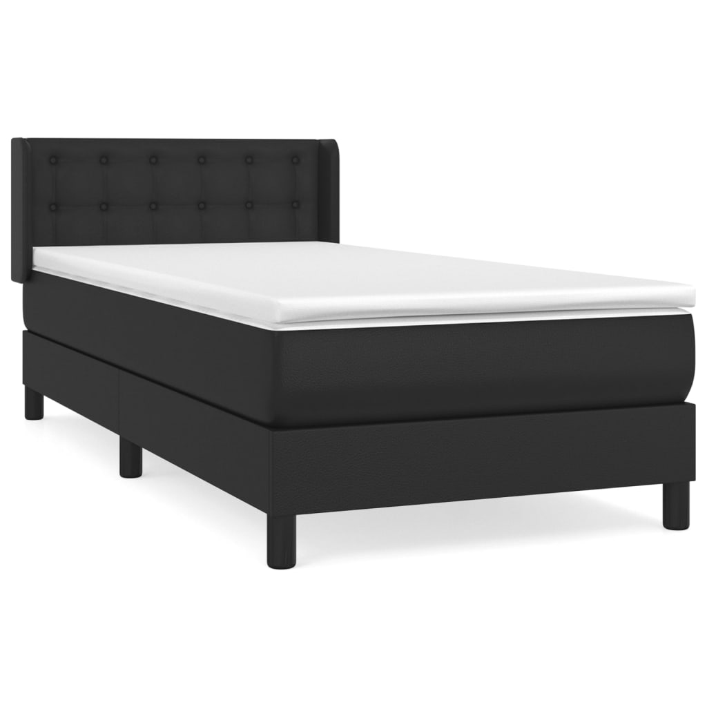 Pat box spring cu saltea, negru, 100x200 cm, piele ecologică GartenMobel Dekor
