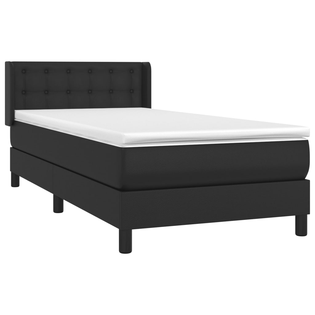 Pat box spring cu saltea, negru, 100x200 cm, piele ecologică GartenMobel Dekor