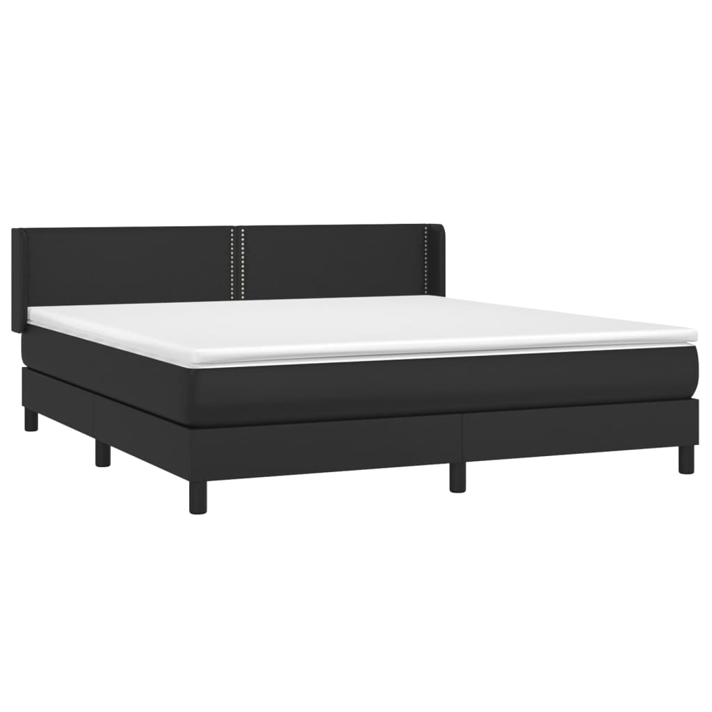 Pat box spring cu saltea, negru, 160x200 cm, piele ecologică GartenMobel Dekor