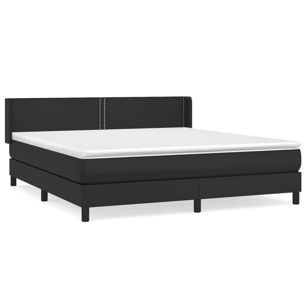 Pat box spring cu saltea, negru, 160x200 cm, piele ecologică GartenMobel Dekor