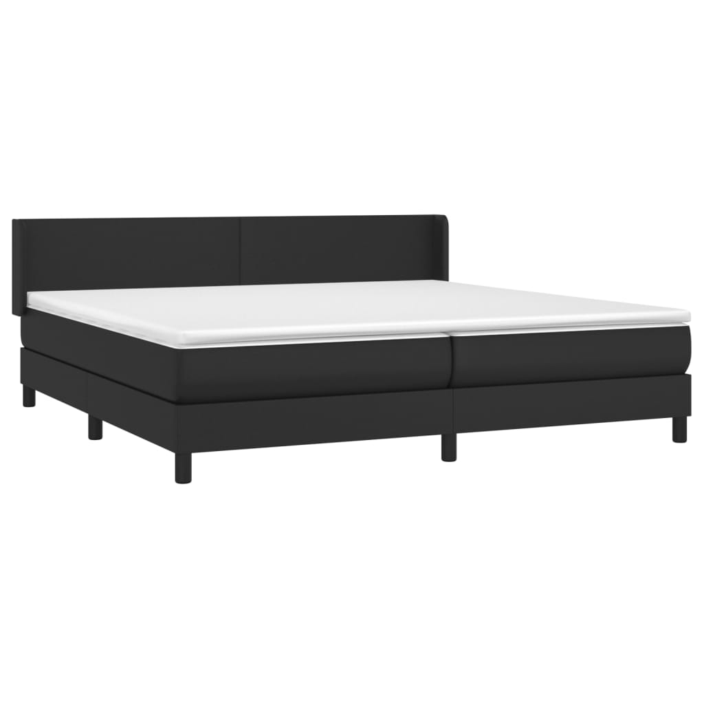 Pat box spring cu saltea, negru, 200x200 cm, piele ecologică GartenMobel Dekor