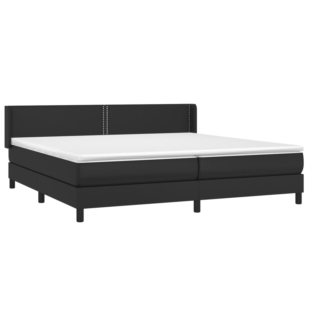 Pat box spring cu saltea, negru, 200x200 cm, piele ecologică GartenMobel Dekor