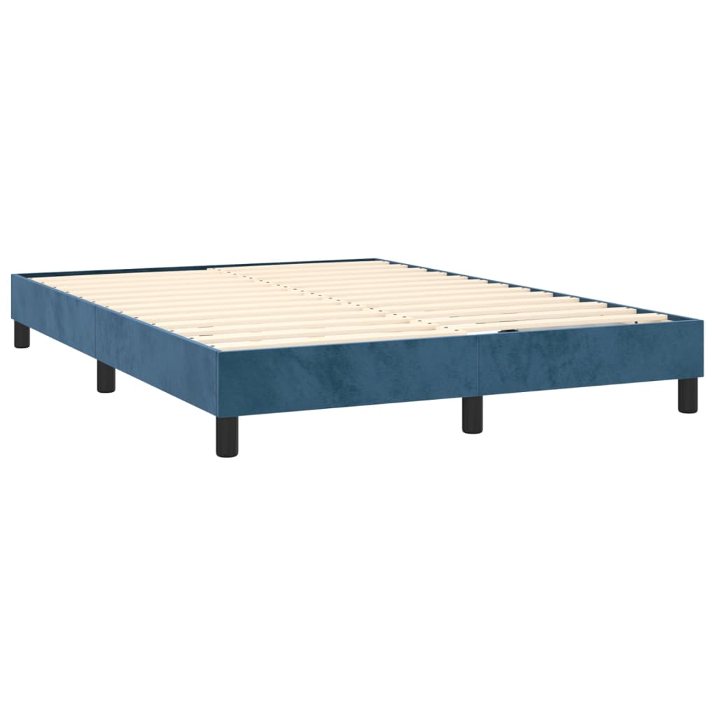 Pat box spring cu saltea, albastru închis, 140x190 cm, catifea GartenMobel Dekor