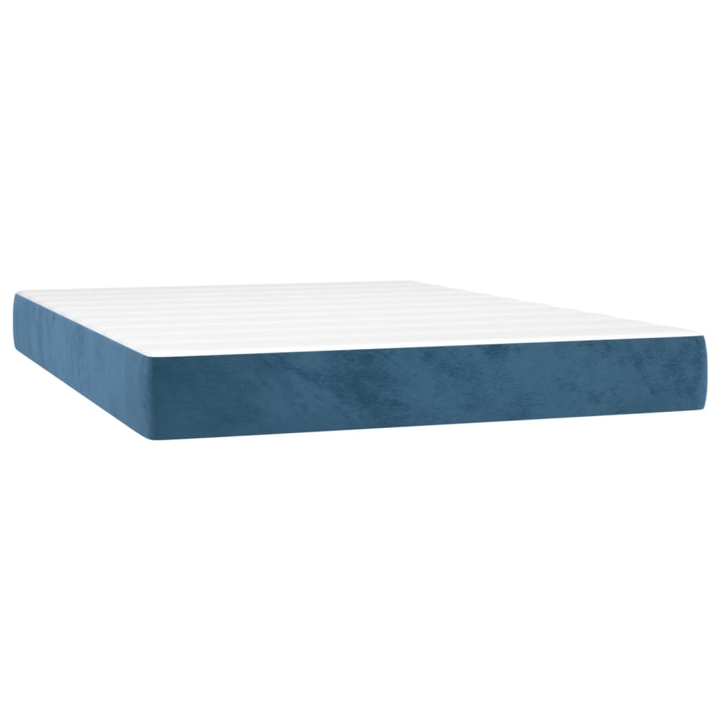 Pat box spring cu saltea, albastru închis, 140x190 cm, catifea GartenMobel Dekor