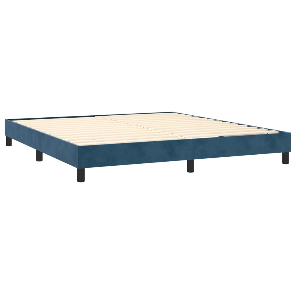 Pat box spring cu saltea, albastru închis, 180x200 cm, catifea GartenMobel Dekor