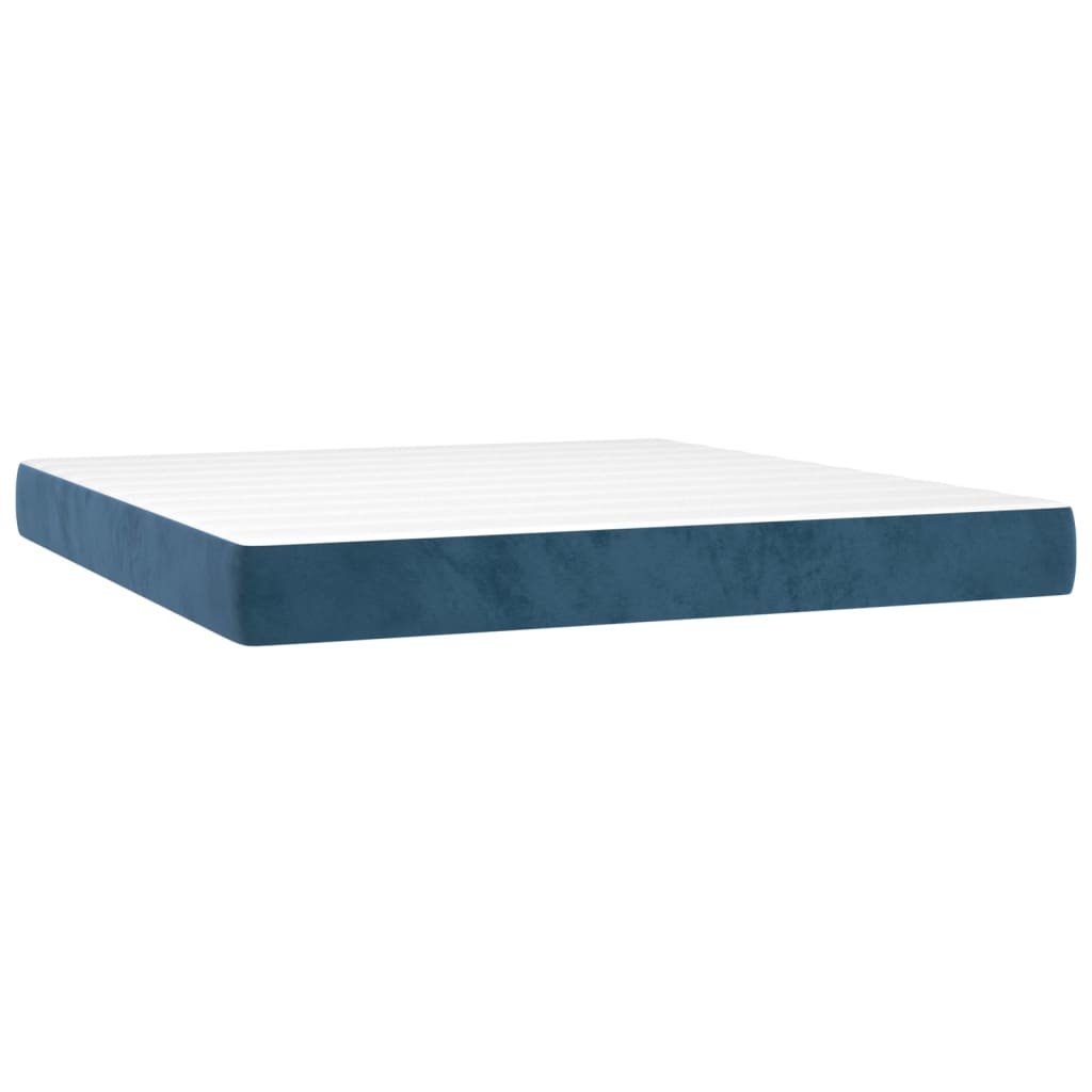 Pat box spring cu saltea, albastru închis, 180x200 cm, catifea GartenMobel Dekor