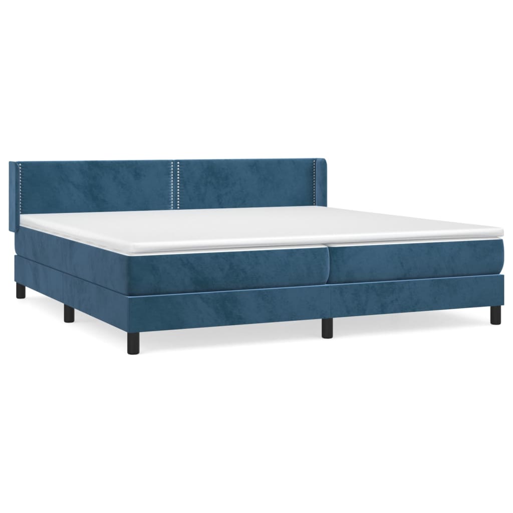 Pat box spring cu saltea, albastru închis, 200x200 cm, catifea GartenMobel Dekor