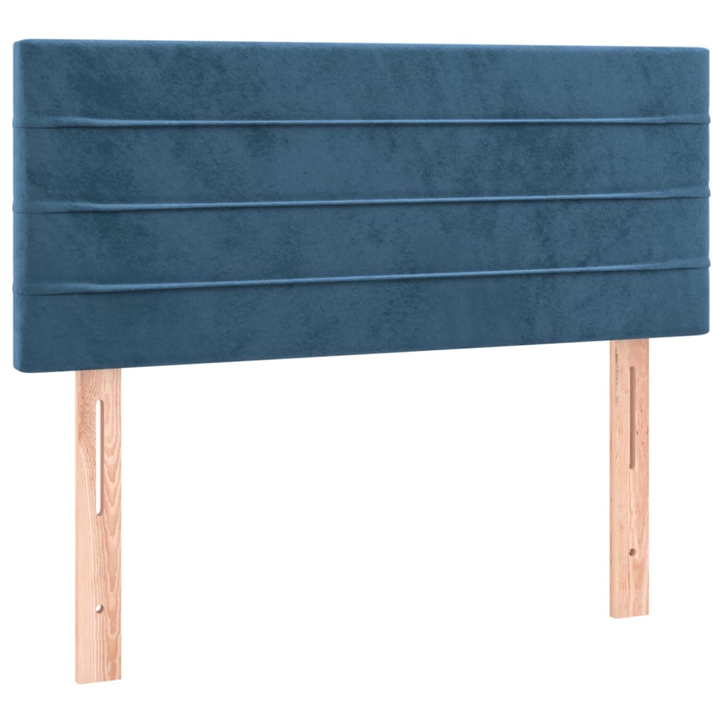 Pat box spring cu saltea, albastru închis, 90x200 cm, catifea GartenMobel Dekor