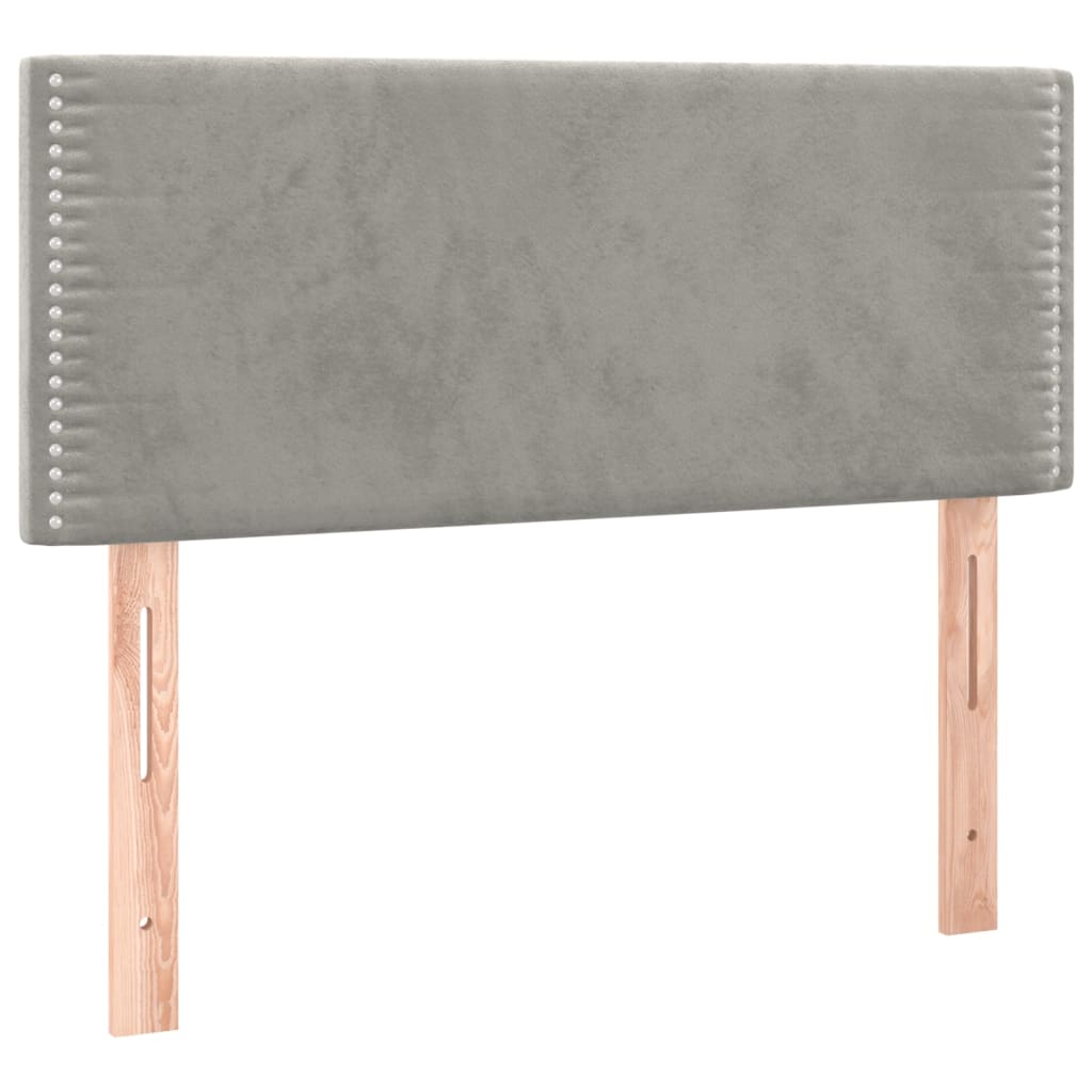 Pat box spring cu saltea, gri deschis, 90x200 cm, catifea GartenMobel Dekor