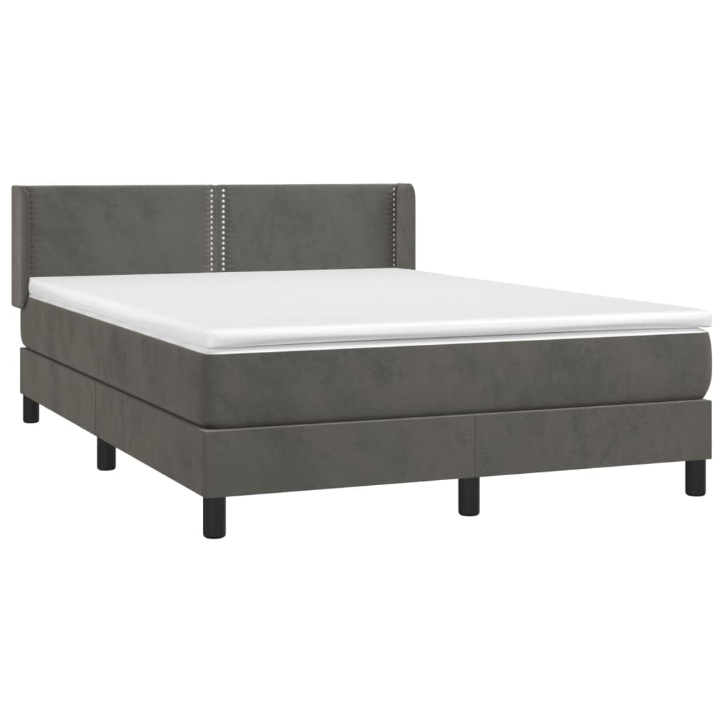 Pat box spring cu saltea, gri închis, 140x200 cm, catifea GartenMobel Dekor
