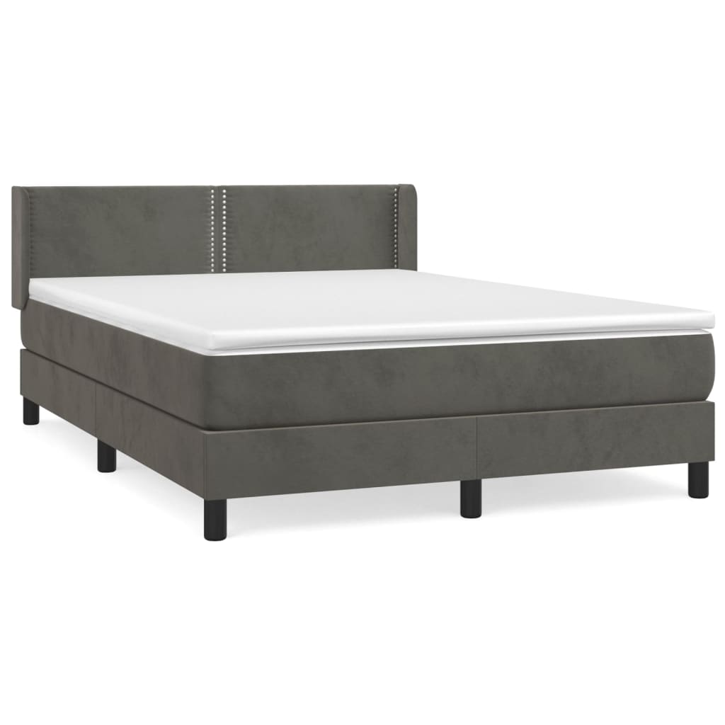 Pat box spring cu saltea, gri închis, 140x200 cm, catifea GartenMobel Dekor