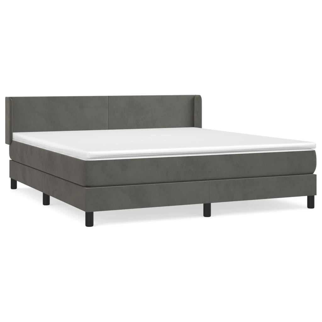 Pat box spring cu saltea, gri închis, 160x200 cm, catifea GartenMobel Dekor