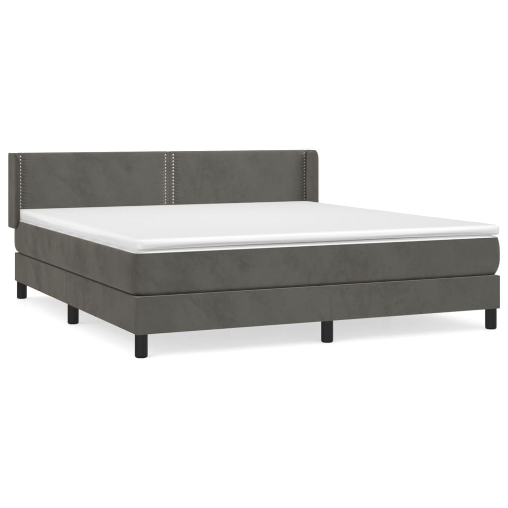 Pat box spring cu saltea, gri închis, 180x200 cm, catifea GartenMobel Dekor