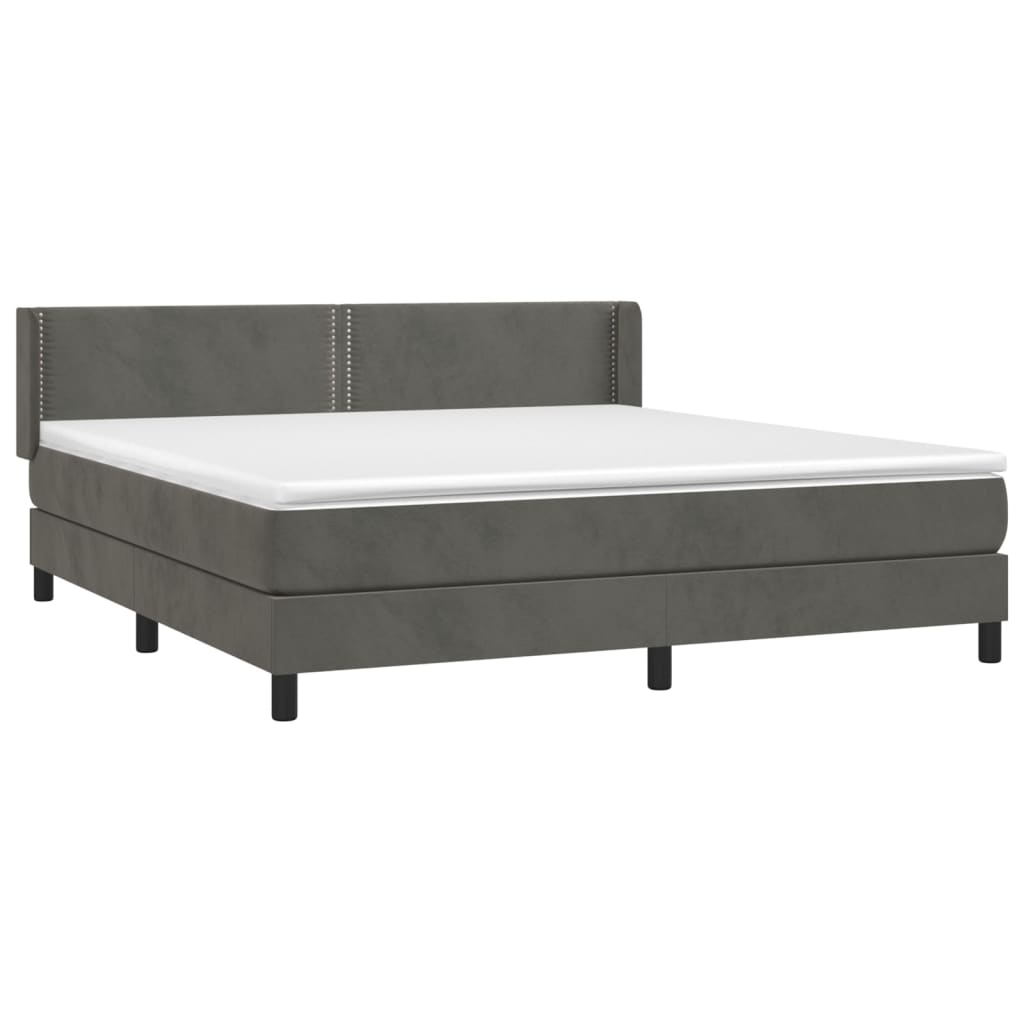 Pat box spring cu saltea, gri închis, 180x200 cm, catifea GartenMobel Dekor