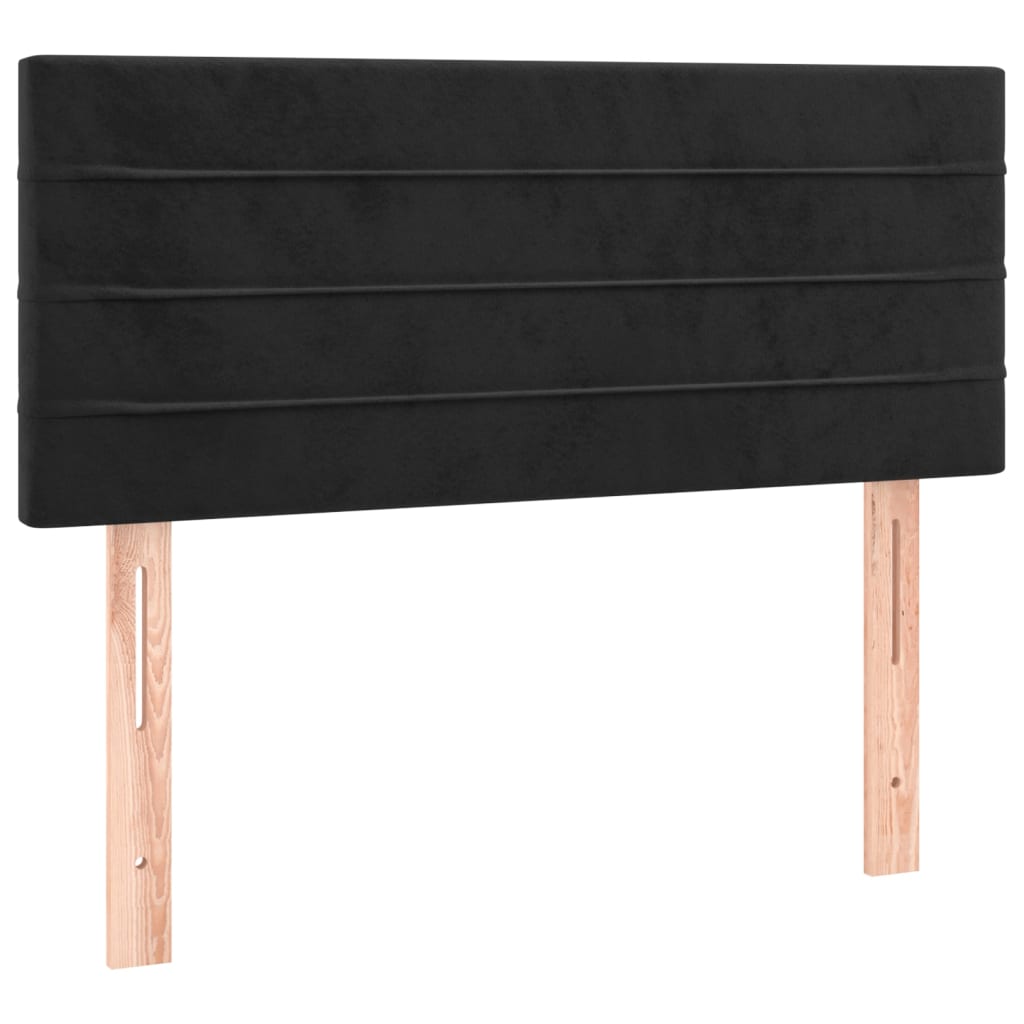 Pat box spring cu saltea, negru, 90x200 cm, catifea GartenMobel Dekor