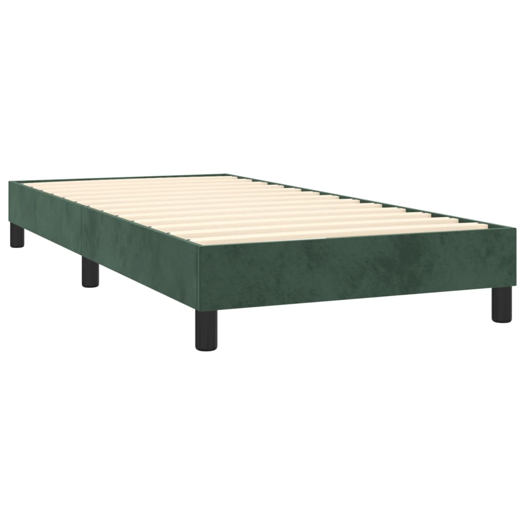 Pat box spring cu saltea, verde închis, 100x200 cm, catifea GartenMobel Dekor