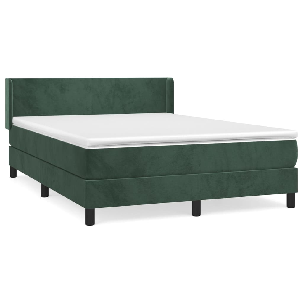 Pat box spring cu saltea, verde închis, 140x190 cm, catifea GartenMobel Dekor