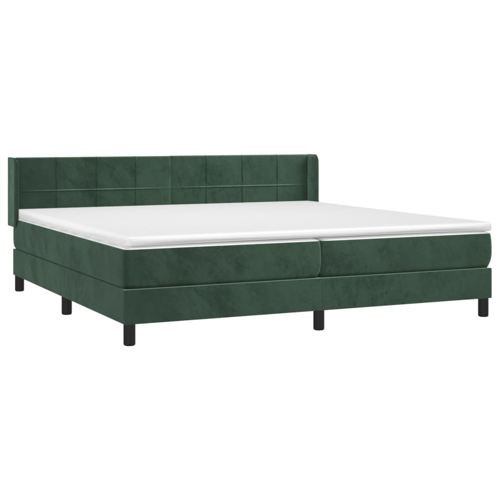 Pat box spring cu saltea, verde închis, 200x200 cm, catifea GartenMobel Dekor