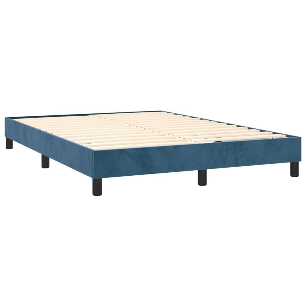 Pat box spring cu saltea, albastru închis, 140x200 cm, catifea GartenMobel Dekor