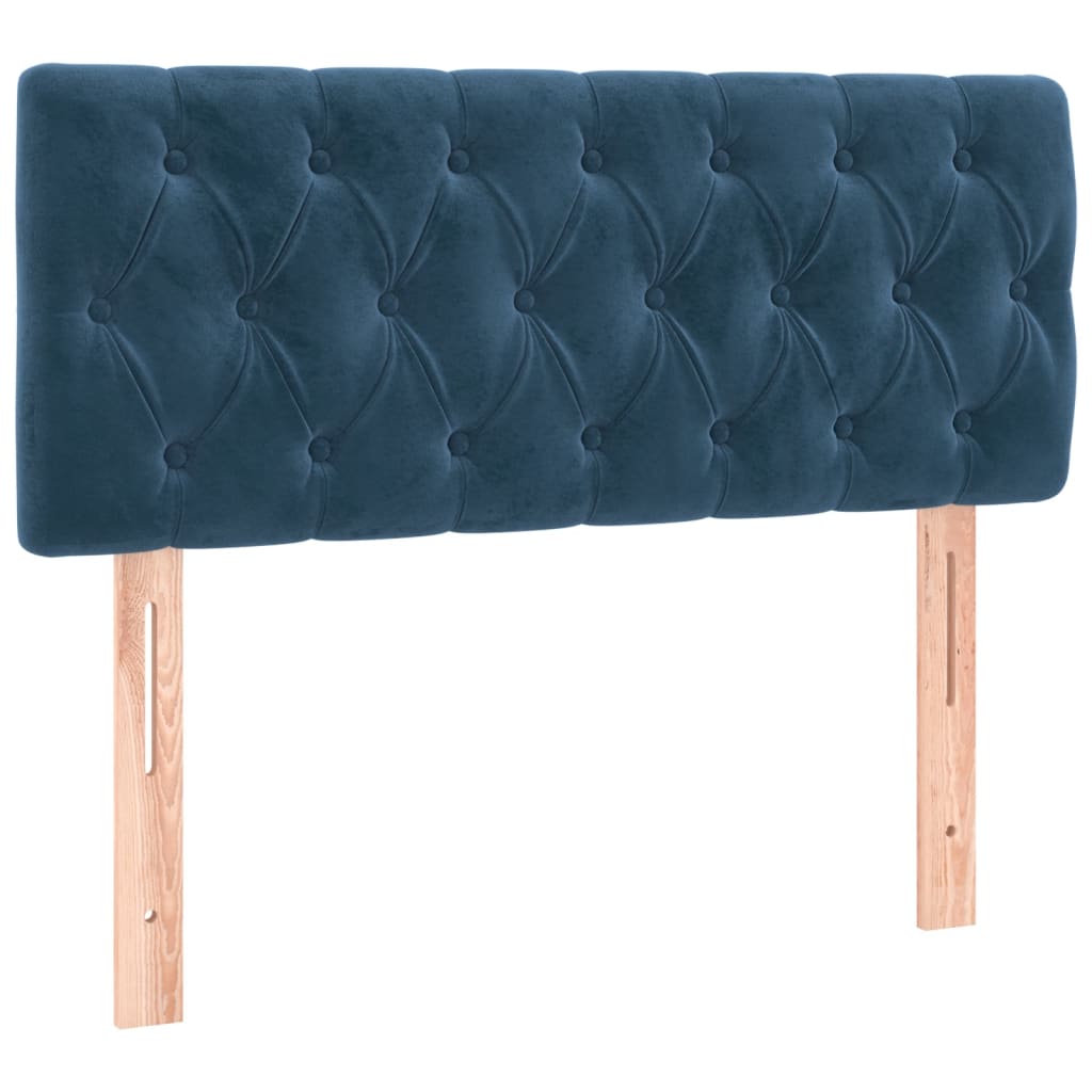 Pat box spring cu saltea, albastru închis, 90x190 cm, catifea GartenMobel Dekor