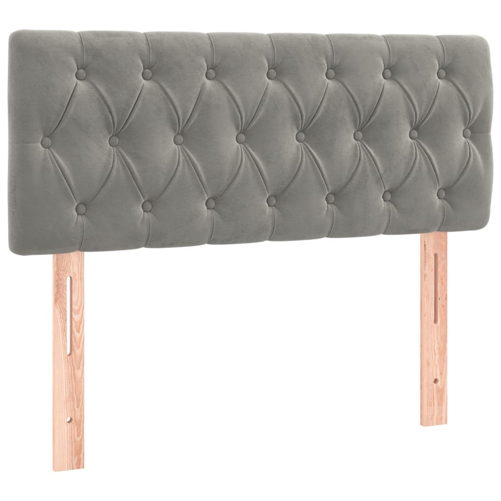 Pat box spring cu saltea, gri deschis, 90x190 cm, catifea GartenMobel Dekor