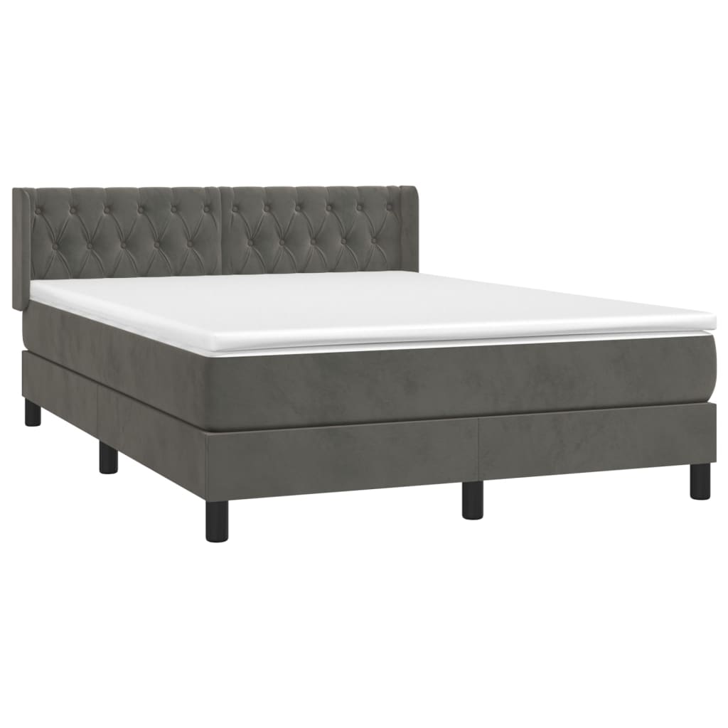 Pat box spring cu saltea, gri închis, 140x200 cm, catifea GartenMobel Dekor
