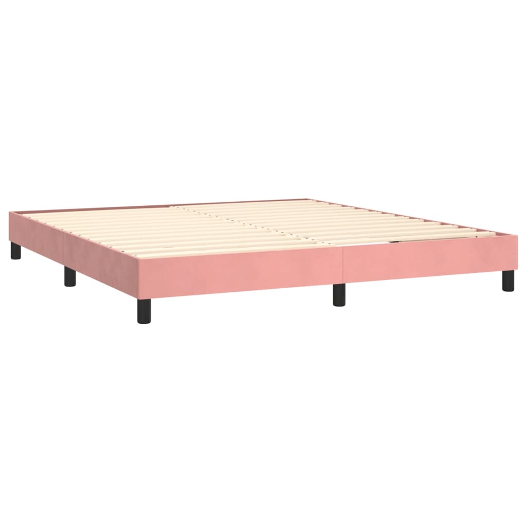 Pat box spring cu saltea, roz, 160x200 cm, catifea GartenMobel Dekor