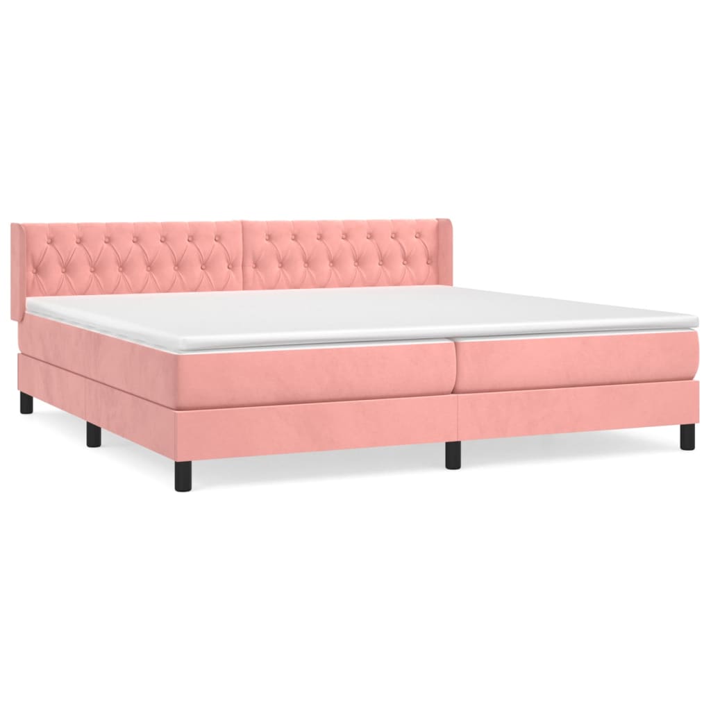 Pat box spring cu saltea, roz, 200x200 cm, catifea GartenMobel Dekor