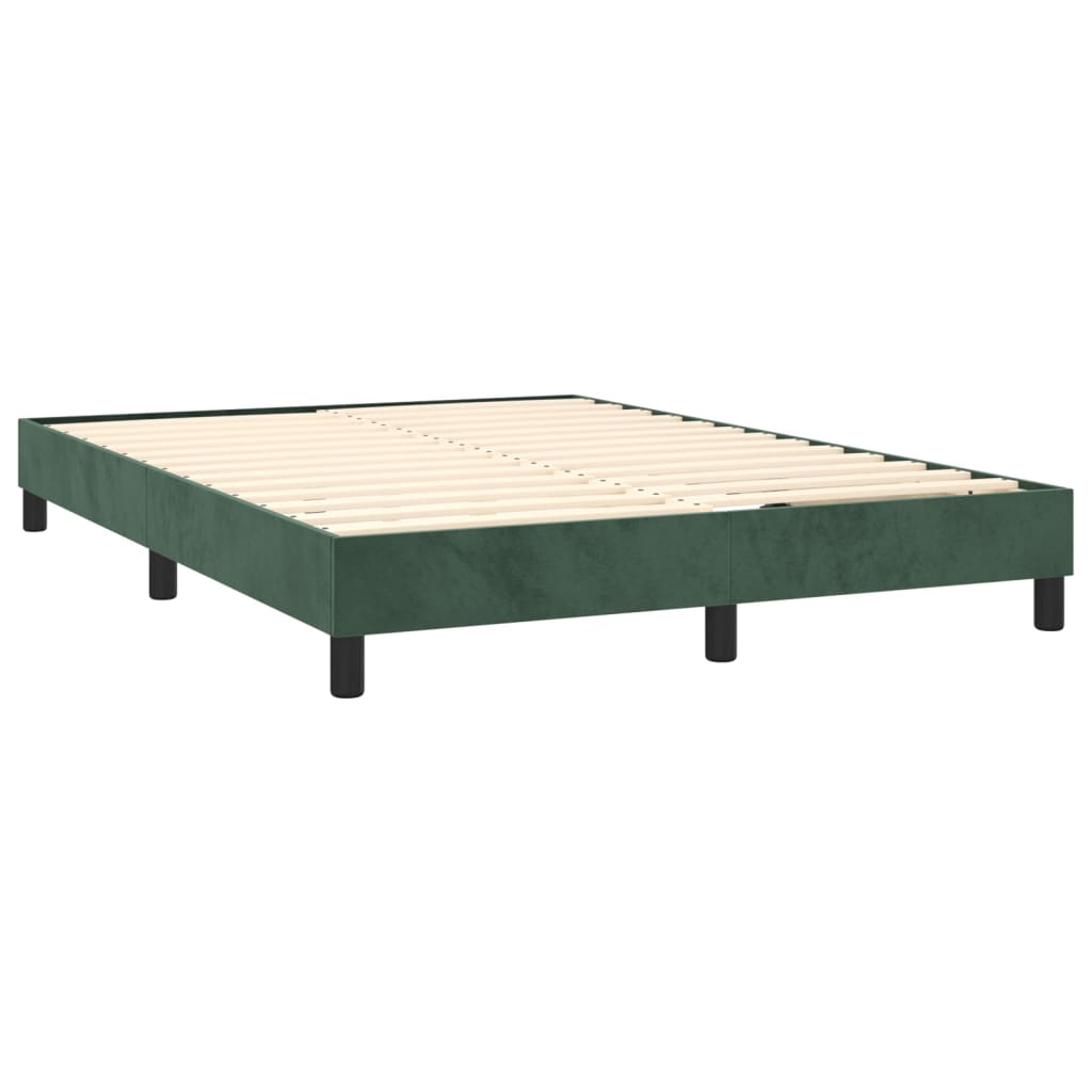 Pat box spring cu saltea, verde închis, 140x190 cm, catifea GartenMobel Dekor