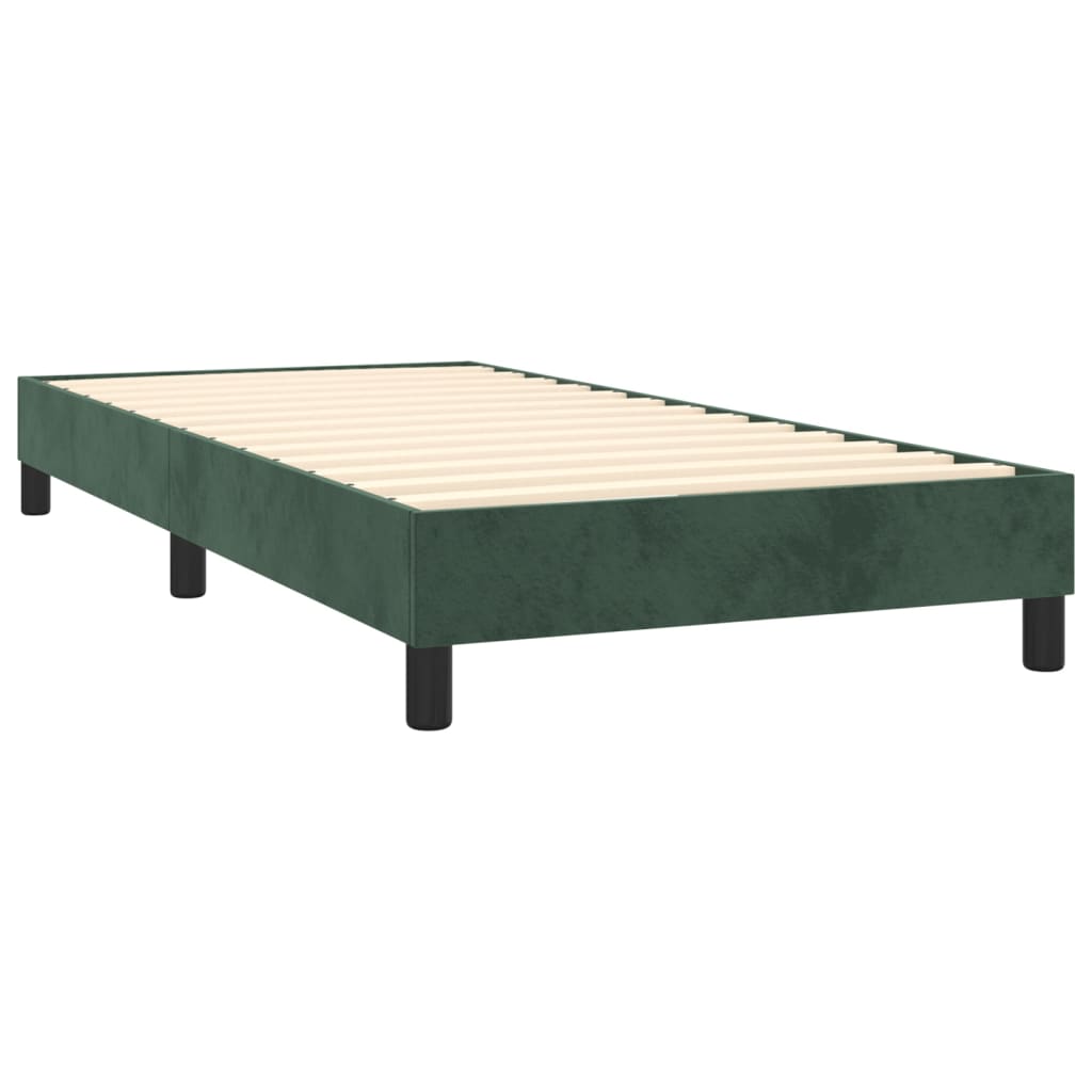 Pat box spring cu saltea, verde închis, 90x200 cm, catifea GartenMobel Dekor