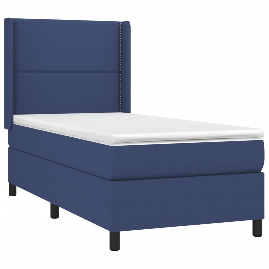 Pat box spring cu saltea, albastru, 90x200 cm, textil GartenMobel Dekor