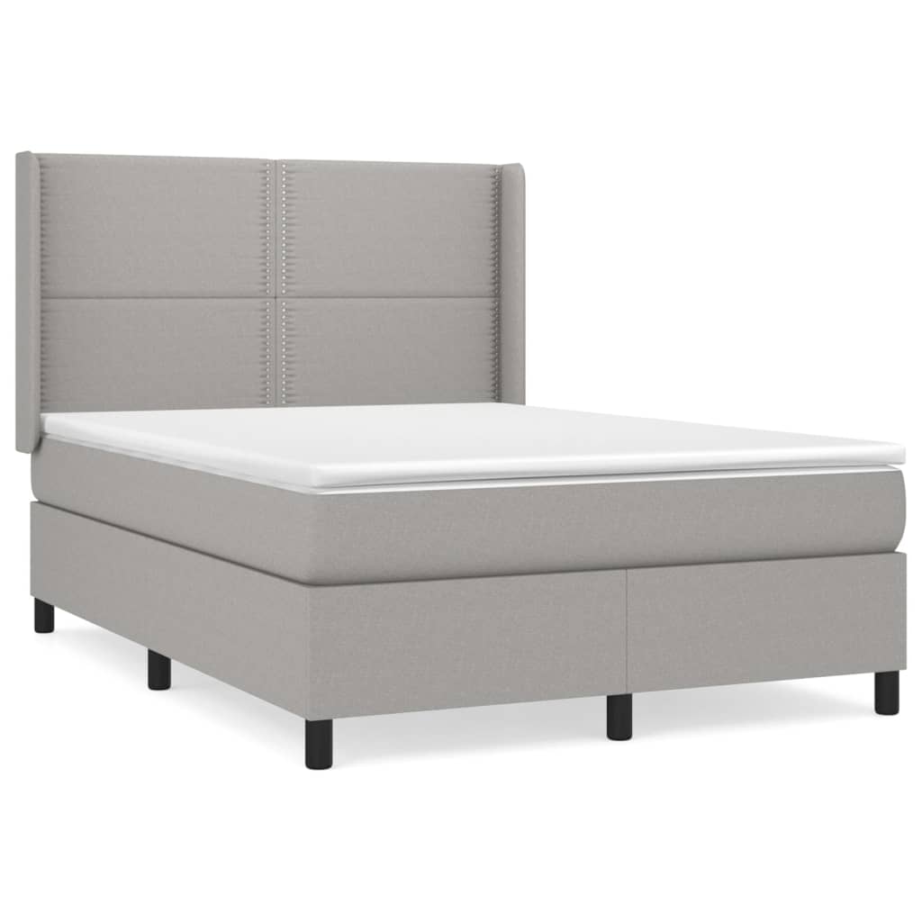 Pat box spring cu saltea, gri deschis, 140x190 cm, textil GartenMobel Dekor