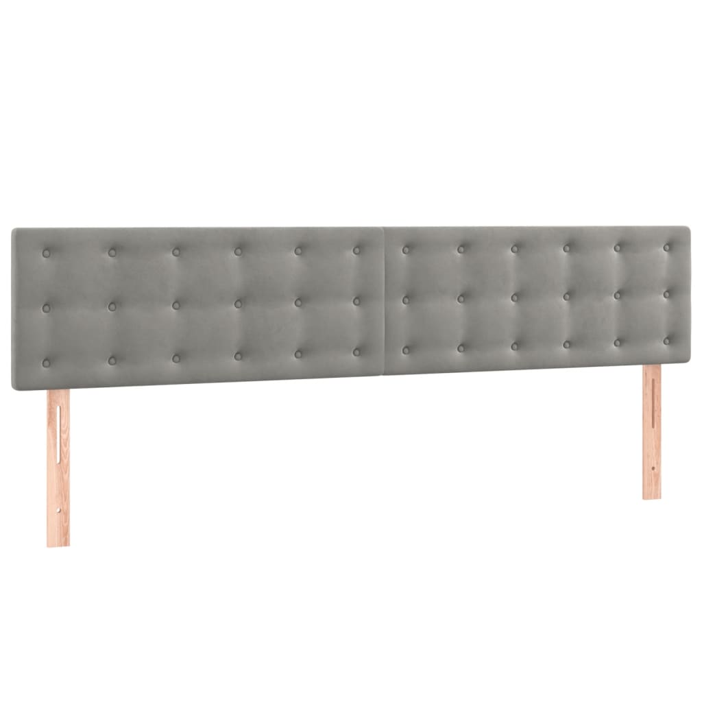 Pat box spring cu saltea, gri deschis, 200x200 cm, catifea GartenMobel Dekor