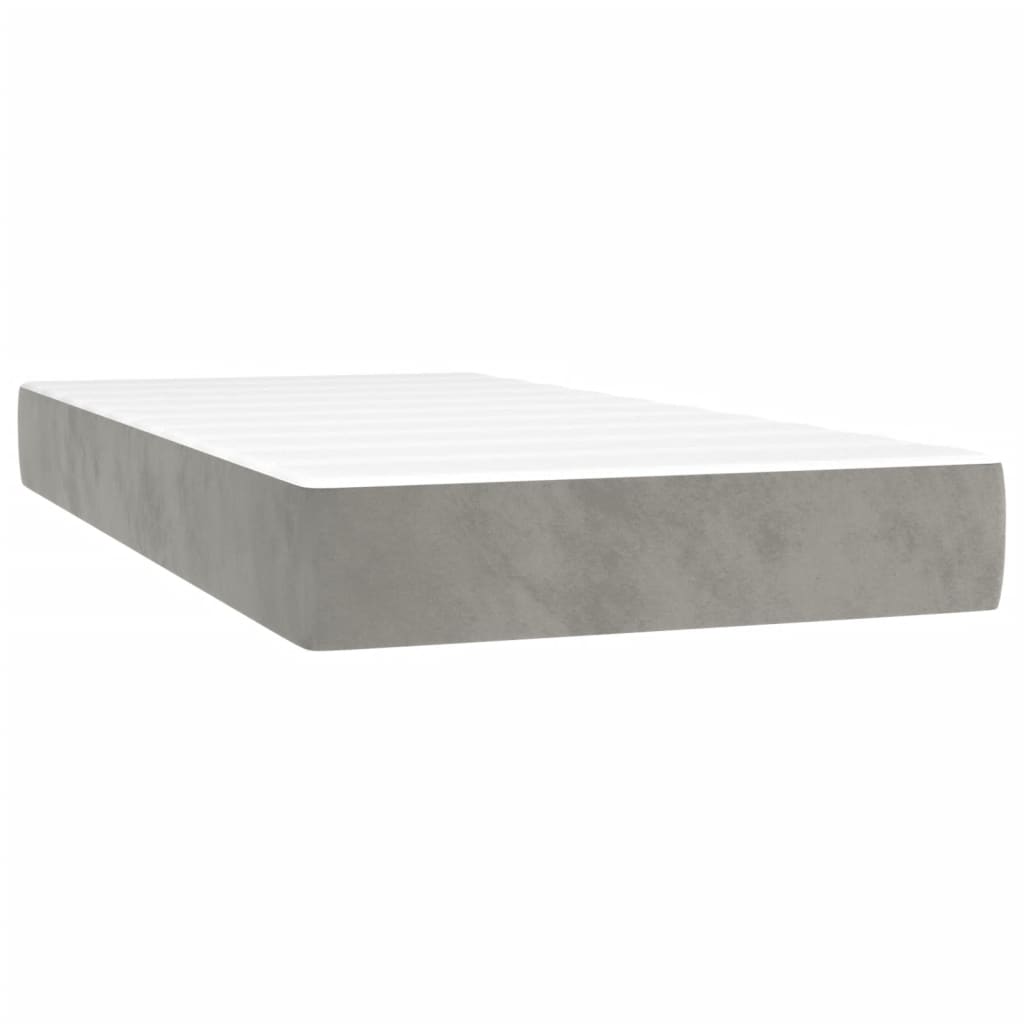 Pat box spring cu saltea, gri deschis, 200x200 cm, catifea GartenMobel Dekor