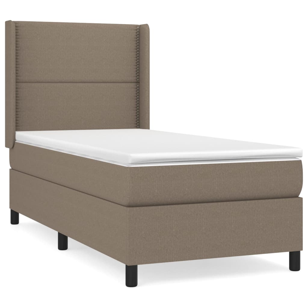 Pat box spring cu saltea, gri taupe, 90x200 cm, textil GartenMobel Dekor