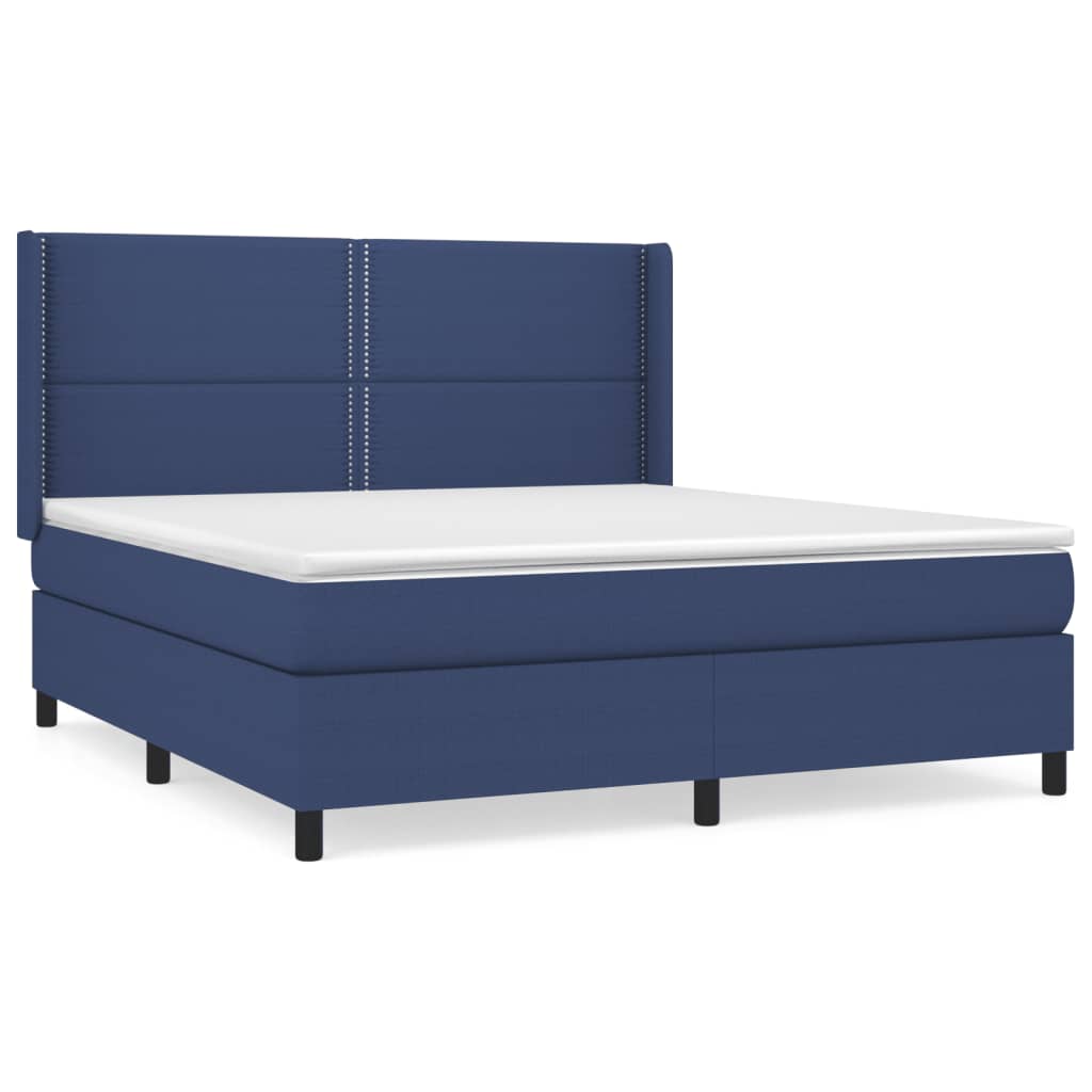 Pat box spring cu saltea, albastru, 180x200 cm, material textil GartenMobel Dekor