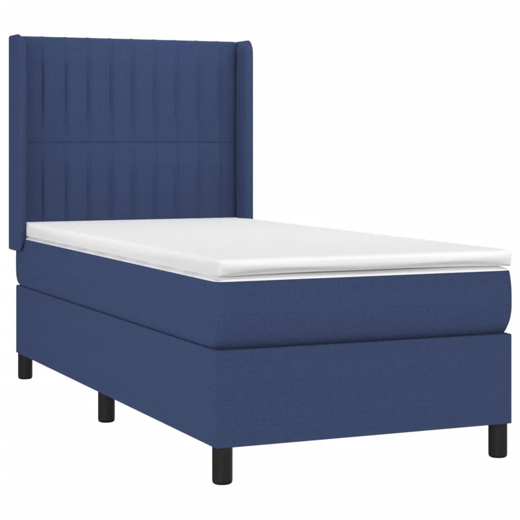 Pat box spring cu saltea, albastru, 90x200 cm, textil GartenMobel Dekor